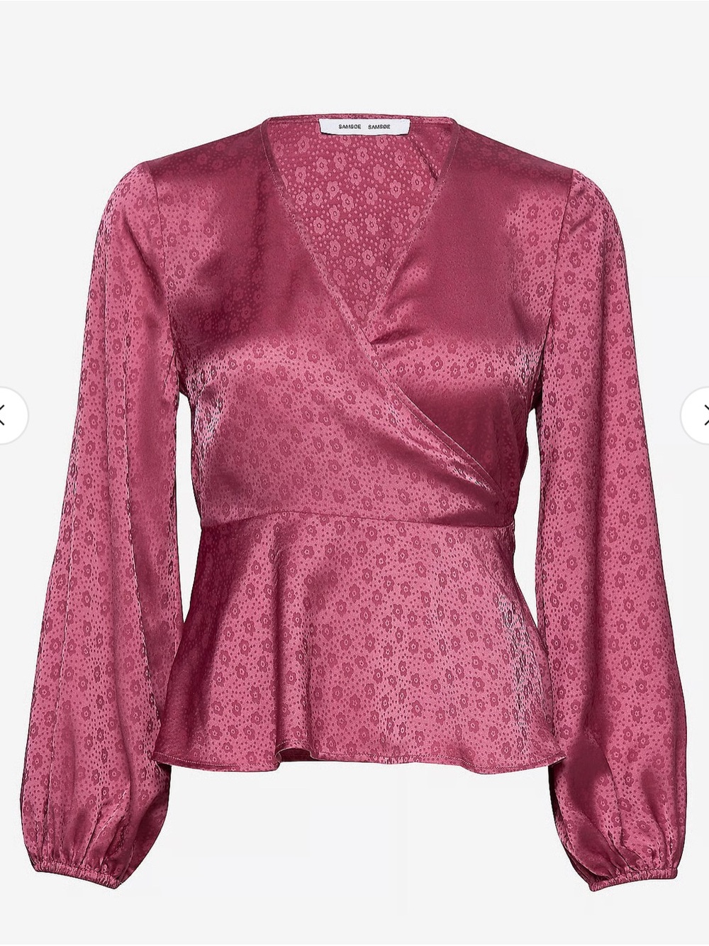 Sandro Rose Pink Satin Floral Wrap Peplum Top